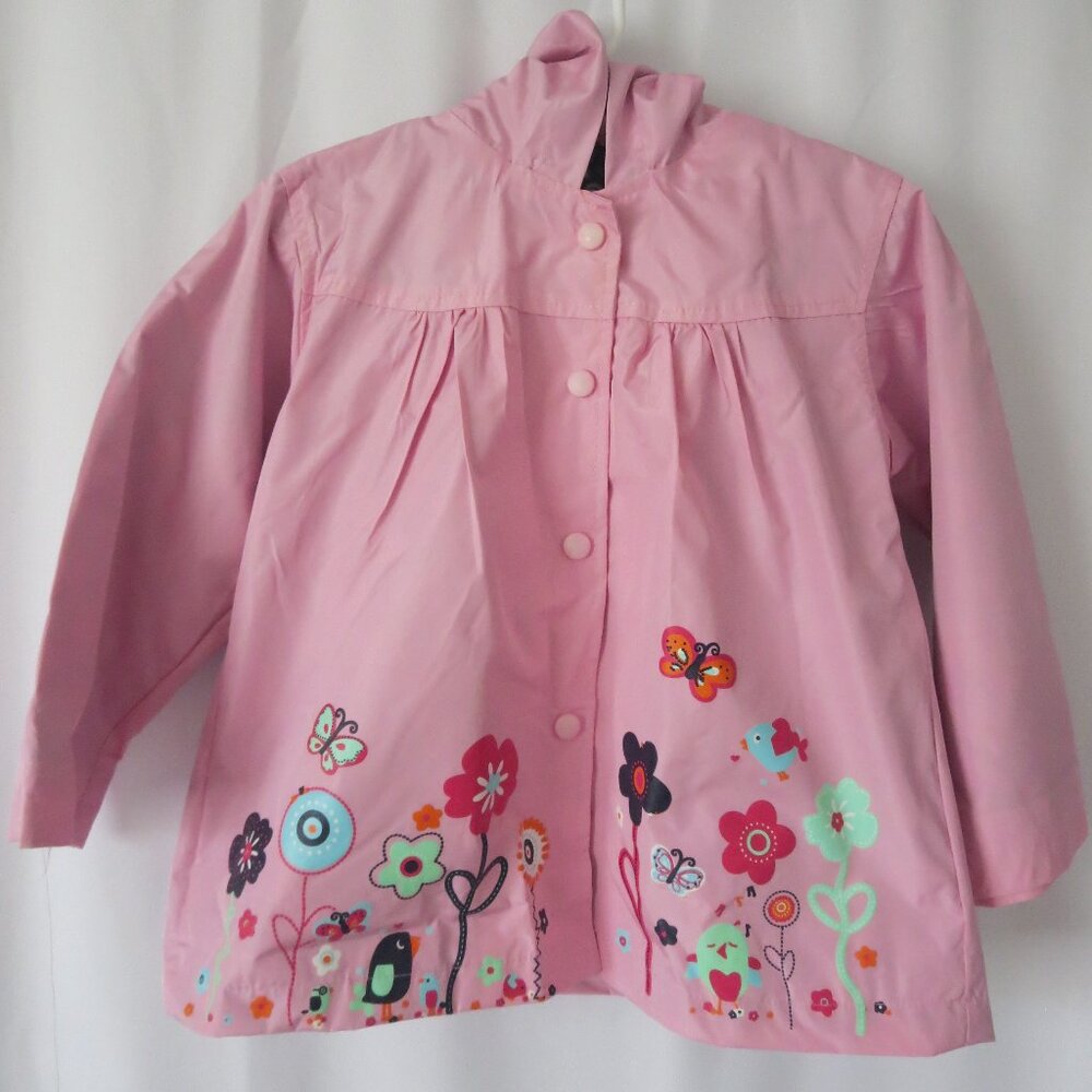 Pink Toddler Raincoat with‎ floral lining
